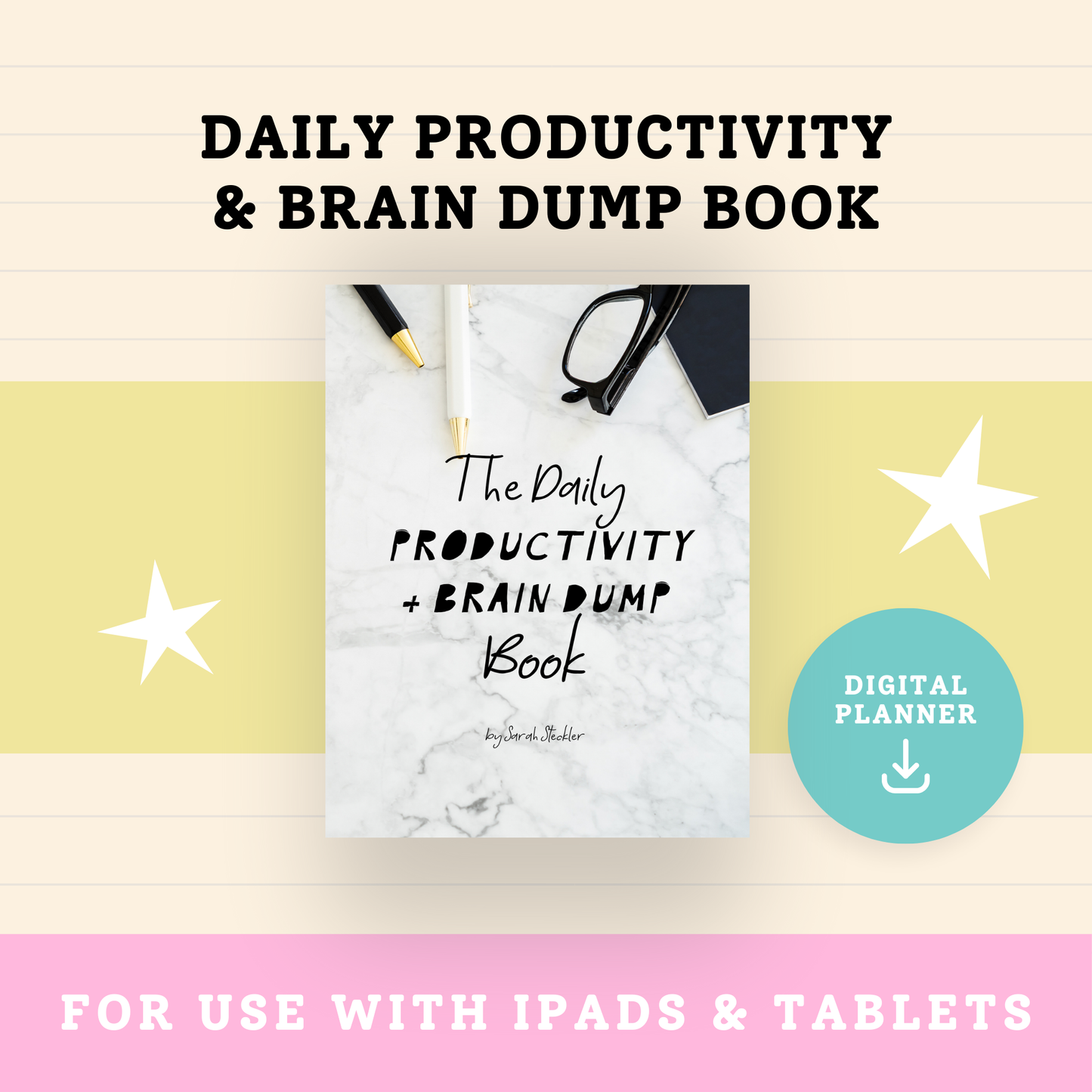 Daily Productivity & Brain Dump Book Digital Planner